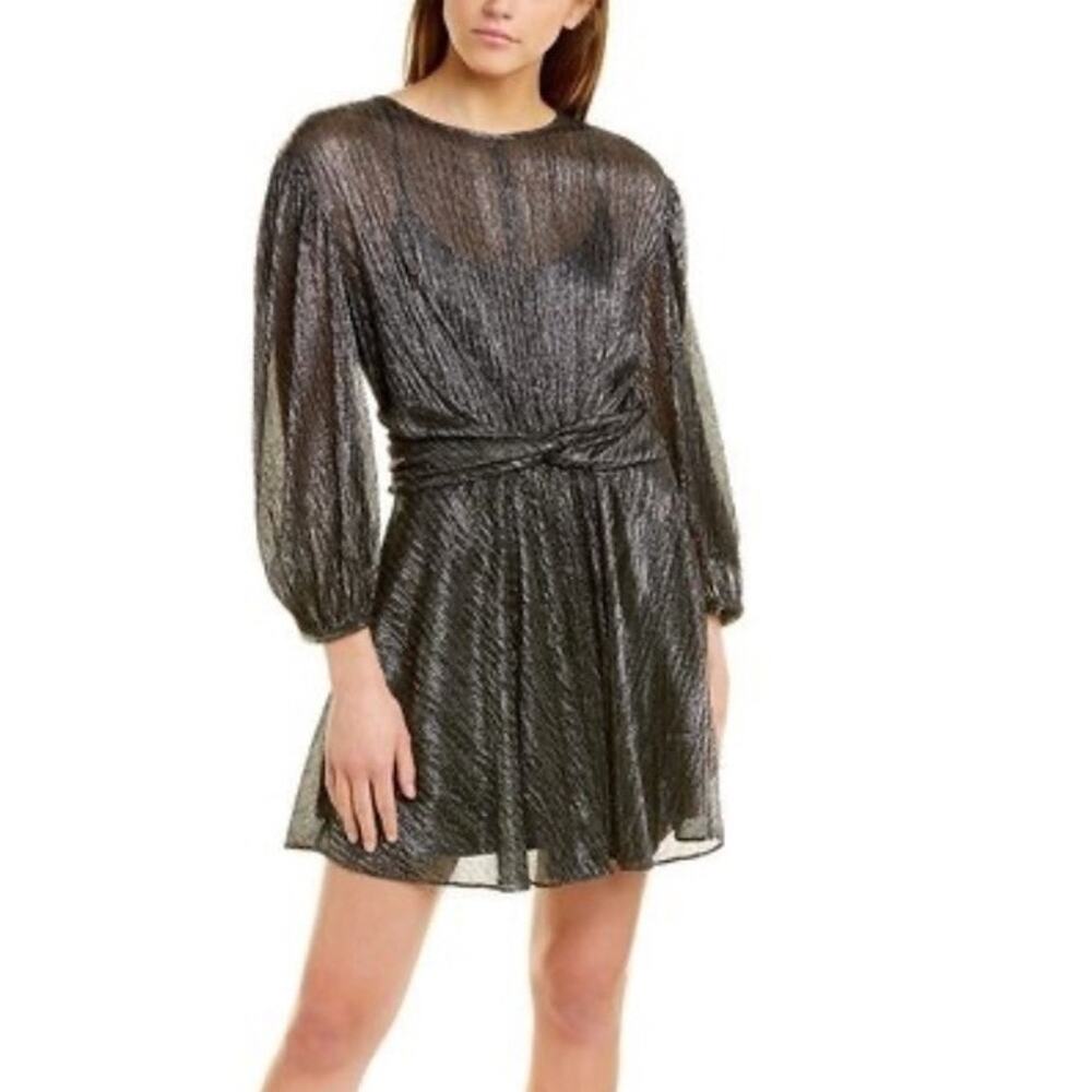 IRO Irisa Mini Dress Black Silver Metallic Holiday Size 40 US 8